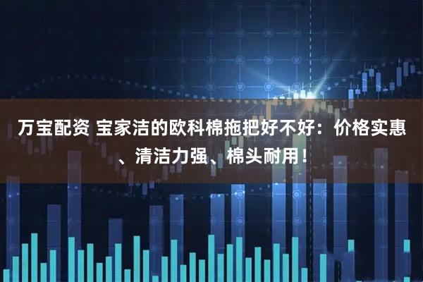 万宝配资 宝家洁的欧科棉拖把好不好：价格实惠、清洁力强、棉头耐用！